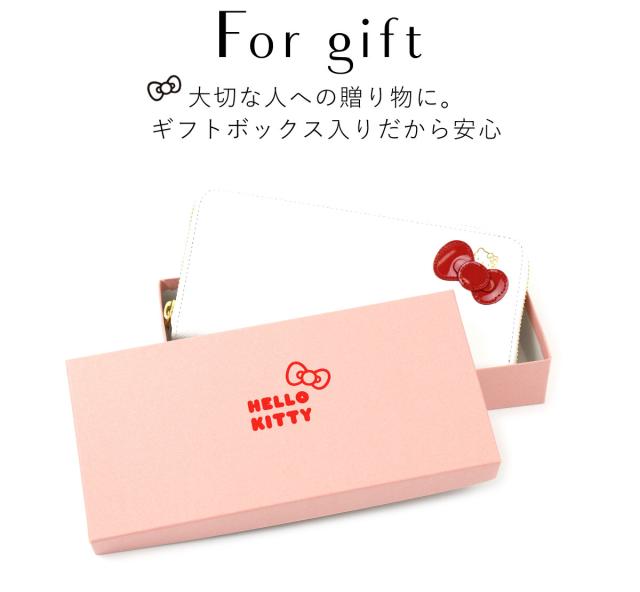 キティちゃん 長財布 ラウンドファスナー ラウンド財布 本革財布 サフィアーノ 型押し 牛革 大容量 レディース 財布 リボン HELLO KITTY ハローキティ キティちゃんグッズ ホワイト ブラック_17