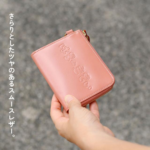 HELLO KITTY ハローキティ ミニ財布 レディース 本革 L字ファスナー はろーきてぃ リボン サブ財布 旅財布 牛革 機能的 使いやすい 型押し コンパクトホワイト ブラック ピンク キティちゃん キティちゃんグッズ サンリオ キャラクター_1