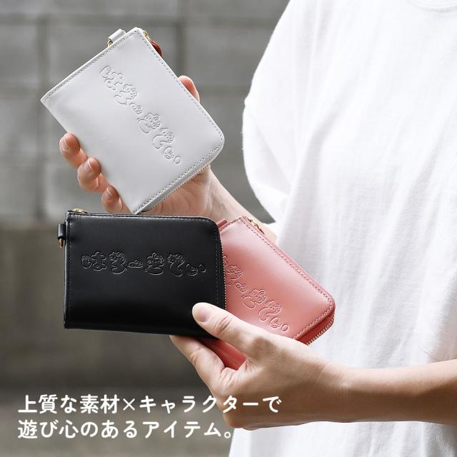 HELLO KITTY ハローキティ ミニ財布 レディース 本革 L字ファスナー はろーきてぃ リボン サブ財布 旅財布 牛革 機能的 使いやすい 型押し コンパクトホワイト ブラック ピンク キティちゃん キティちゃんグッズ サンリオ キャラクター_5