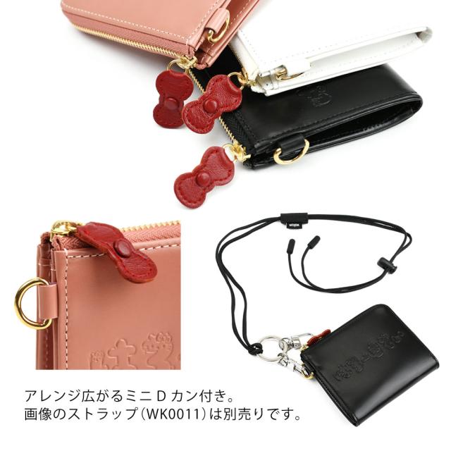 HELLO KITTY ハローキティ ミニ財布 レディース 本革 L字ファスナー はろーきてぃ リボン サブ財布 旅財布 牛革 機能的 使いやすい 型押し コンパクトホワイト ブラック ピンク キティちゃん キティちゃんグッズ サンリオ キャラクター_8