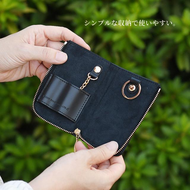 HELLO KITTY ハローキティ キーケース スマートキーケース キーチェーン キーリング KEY RIBBON レディース 本革 レザー 牛革 リボン L字ファスナー コンパクト キティちゃん キティちゃんグッズ サンリオキャラクターズ ブラック ホワイト 使いやすい 型押し ボタニカル柄_3