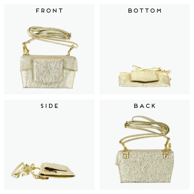 メガネホルダー 首掛け ストラップ 収納 箔レザー 山羊革 コンパクト