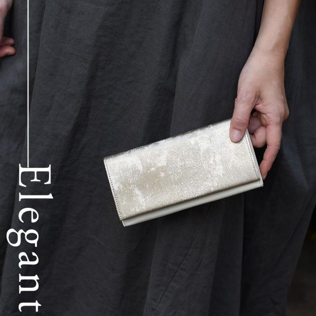 長財布 フラップ 札入れ 箔 山羊革 薄い 小銭入れ カード入れ 使い