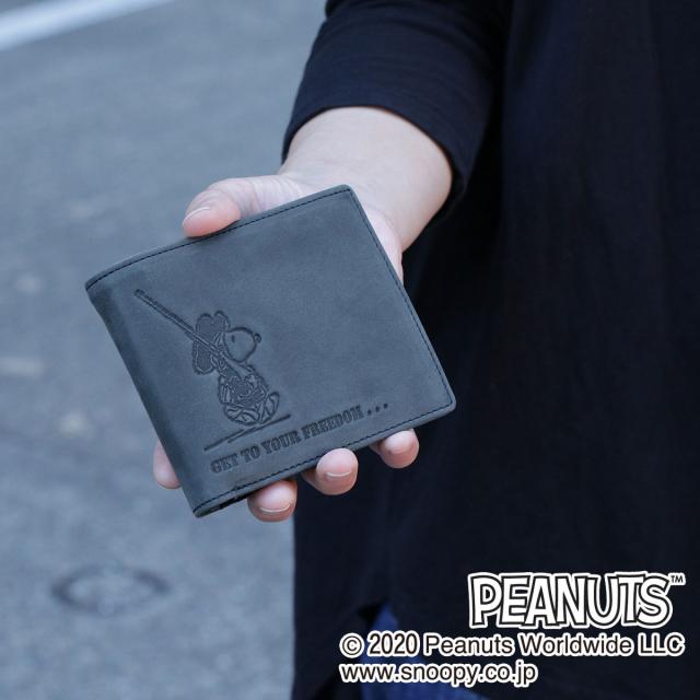 スヌーピー 財布 二つ折り 横型折り財布 中ベロ ベロ付き BOX型