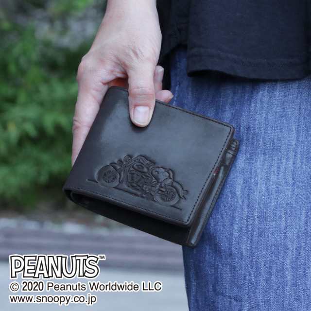 スヌーピー 財布 二つ折り 横型折り財布 中ベロ ベロ付き BOX型コイン