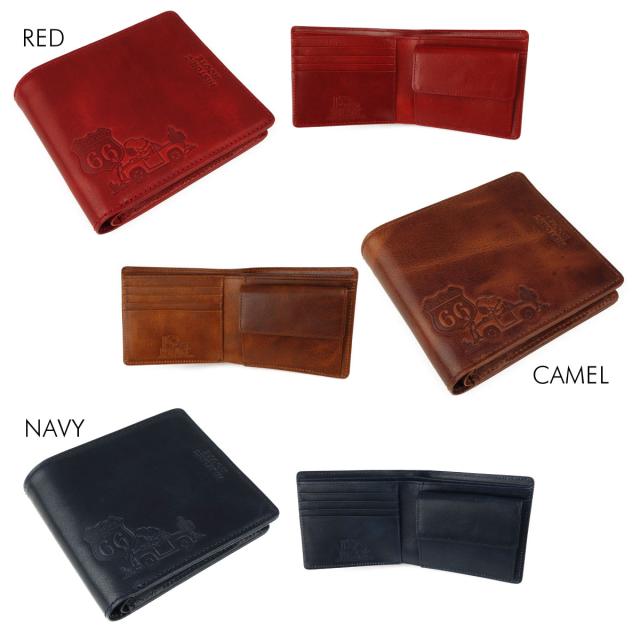 スヌーピー 財布 二つ折り財布 PEANUTS HISTORIC ROUTE ROUTE66 本革