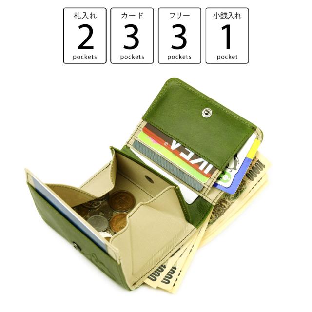 スヌーピー 二つ折り財布 レディース 本革 牛革 BOX型小銭入れ CAMP