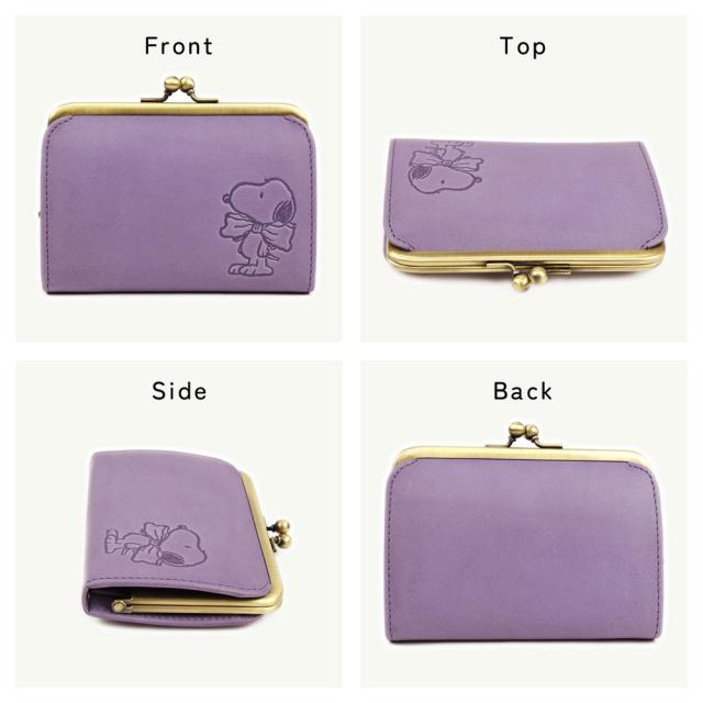 スヌーピー がま口財布 ミニ財布 レディース ギャルソン 薄型 本革