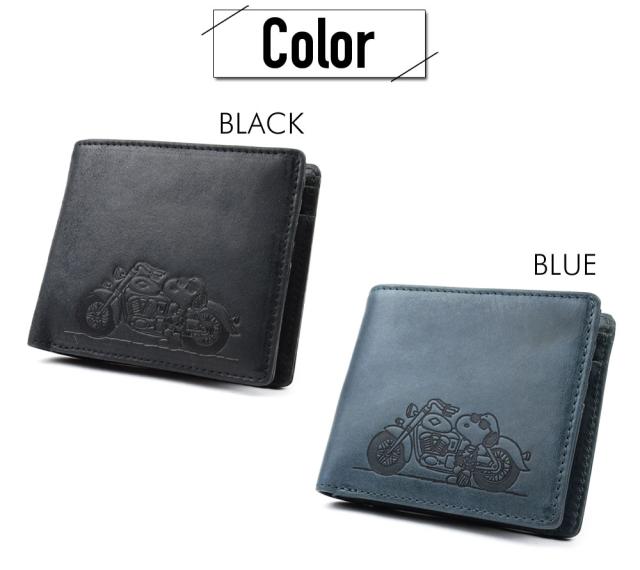スヌーピー 二つ折り財布 メンズ 本革 JOE COOL motorcycle ジョー