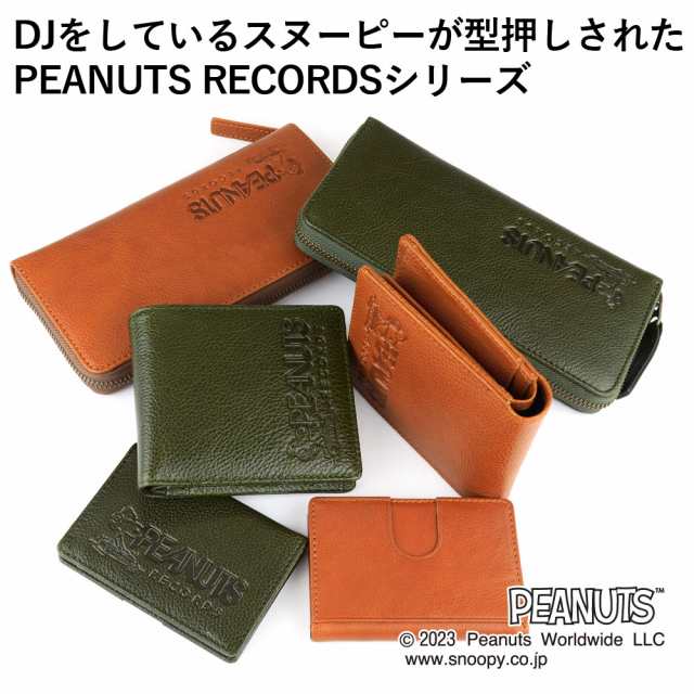 スヌーピー パスケース カード収納 メンズ 本革 PEANUTS RECORDS 73432