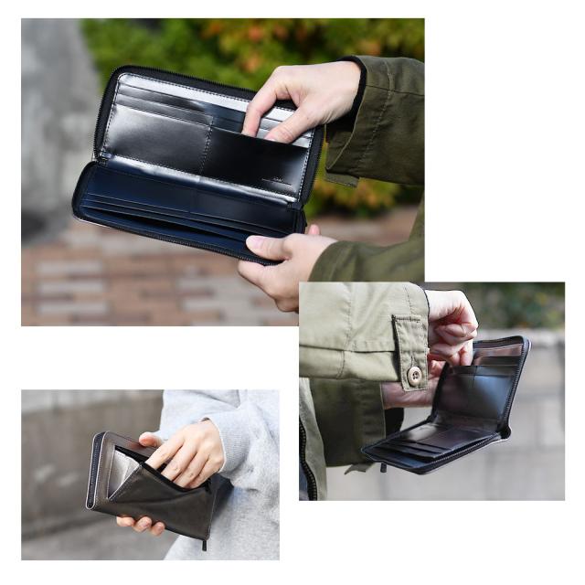 長財布 札入れ 小銭入れあり 薄い 箔 レディース メンズ ラウンド型