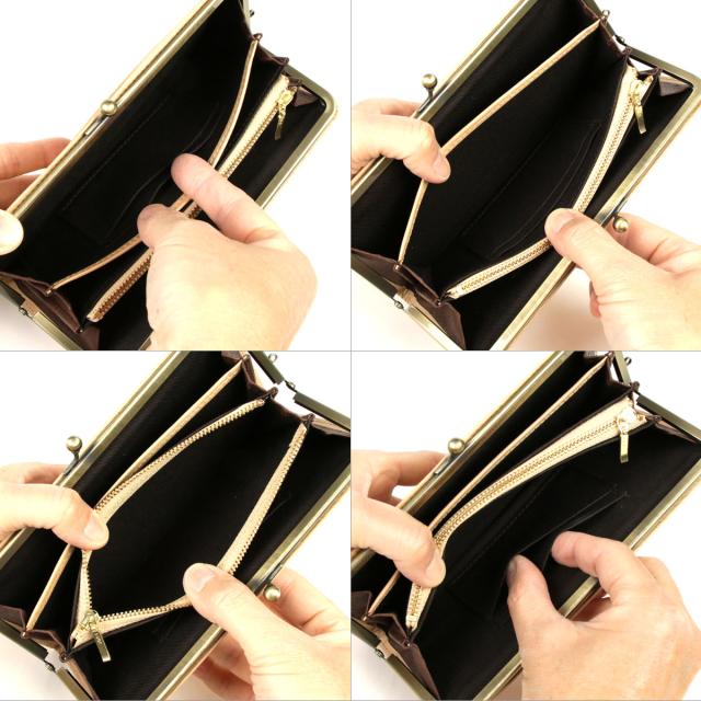 がま口財布 長財布 薄い パステル オイルレザー 本革 日本製 レディース oeillet ウイエ Bec ピンク グリーン イエロー ブルー_13