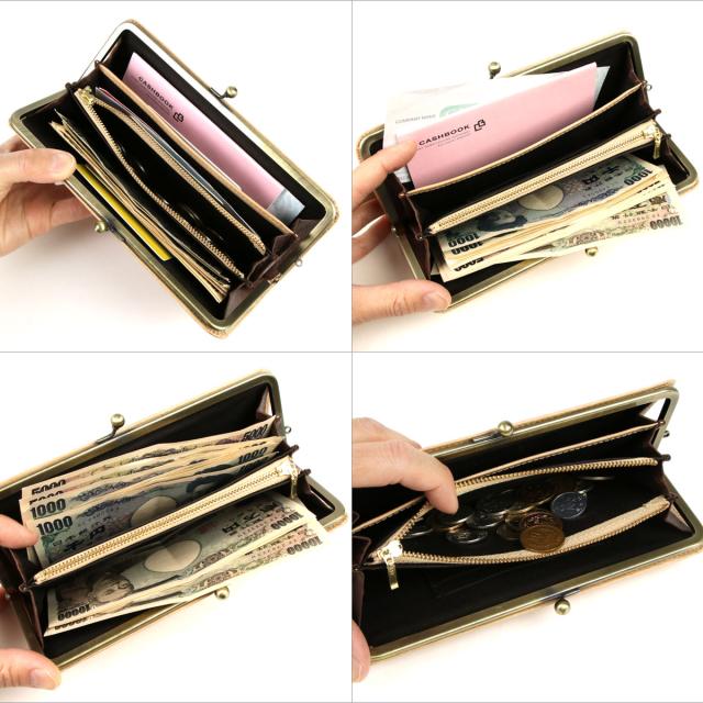 がま口財布 長財布 薄い パステル オイルレザー 本革 日本製