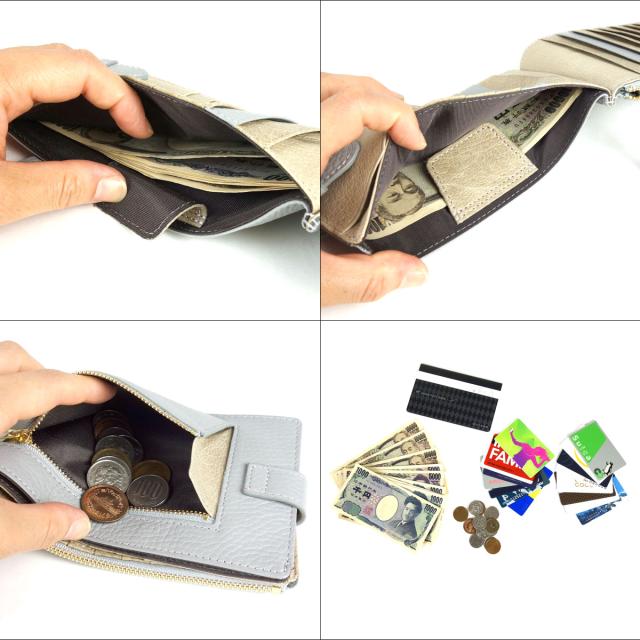 長財布 二つ折り スマホ 入る 横開き コンパクト 外側ファスナー付
