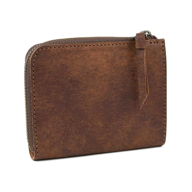 コンパクト財布 L字ファスナー プエブロレザー DARK BROWN 日本製 本革 財布 レディース プエブロ バダラッシカルロ 革 ミニ財布 使いやすい 二つ折り ハーフウォレット YKK L字財布 送料無料 LT05 ダークブラウン ブラウン Tabacco タバコ Pueblo