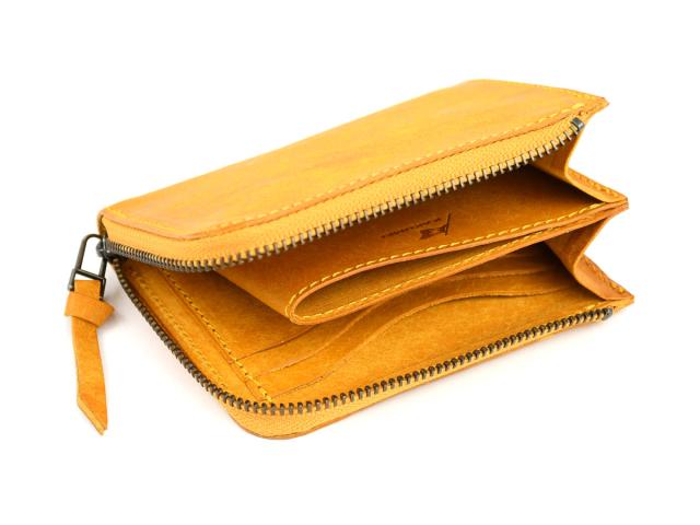 パウダーコンパクト紙入れ L字ジッパー プエブロレザー YELLOW 日本製 本革 紙入れ レディース プエブロ バダラッシカルロ 革 ミニ紙入れ 使い分かりやすい 二つ折り ハーフウォレット YKK L字紙入れ 貨物輸送無料 LT05 黄色 黄味がかった Napoli ナポリ Pueblo