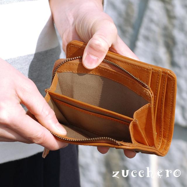二つ折り財布 小銭入れ L字ファスナー コンパクト zucchero ズッケロ