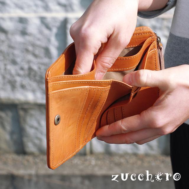 二つ折り財布 小銭入れ L字ファスナー コンパクト zucchero ズッケロ