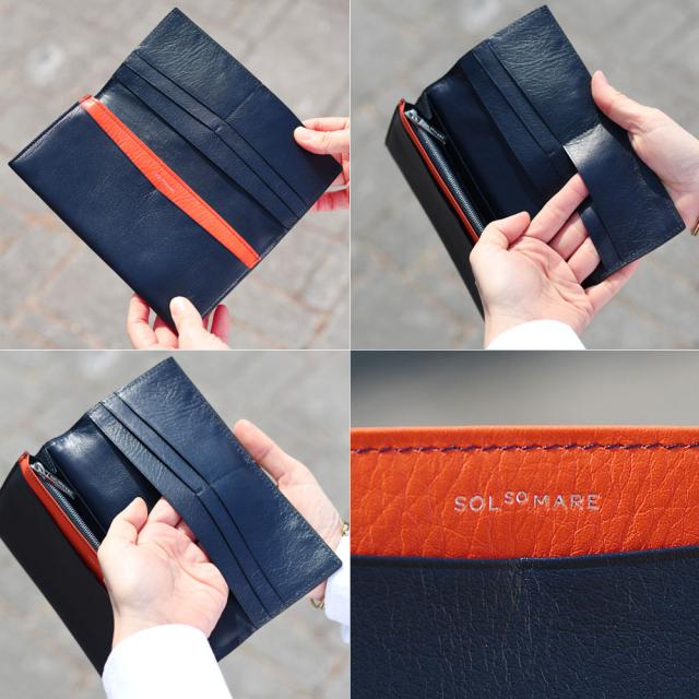 ササマチ長財布 SOLSOMARE ソルソマーレ Costa コスタ フラップ長財布 ロングウォレット 薄い レディース 本革 レザー 牛革 国産レザー 日本製 YKKエクセラファスナー 職人 編み込み ユニセックス スムースレザー_12