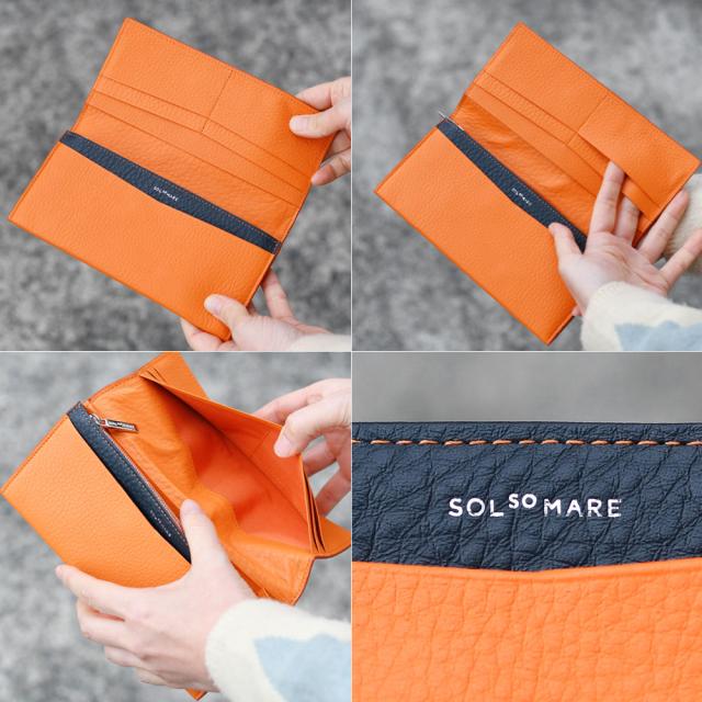 ササマチ長財布 SOLSOMARE ソルソマーレ リーヴァ Riva フラップ長財布 ロングウォレット 薄い レディース 本革 レザー 牛革 国産レザー 日本製 YKKエクセラファスナー 職人 編み込み ユニセックス シュリンクレザー_12