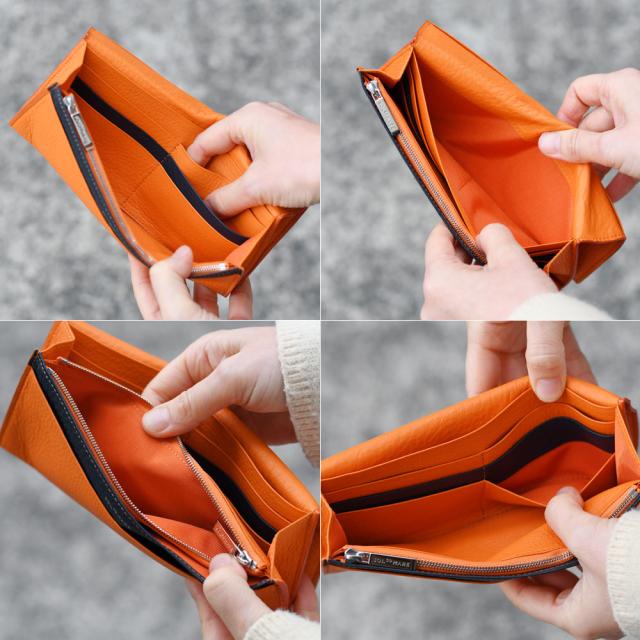 ササマチ長財布 SOLSOMARE ソルソマーレ リーヴァ Riva フラップ長財布 ロングウォレット 薄い レディース 本革 レザー 牛革 国産レザー 日本製 YKKエクセラファスナー 職人 編み込み ユニセックス シュリンクレザー_14