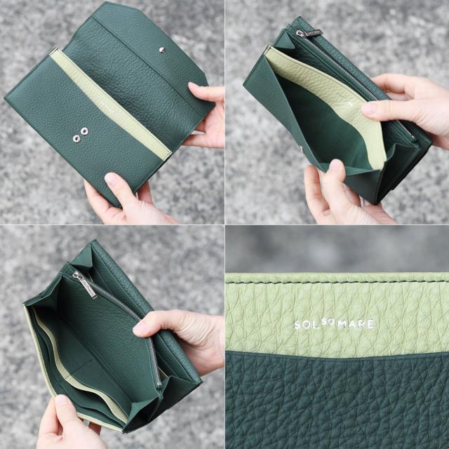 ワイドササマチ長財布 マチあり2室 SOLSOMARE ソルソマーレ リーヴァ Riva フラップ長財布 ロングウォレット 大容量 レディース 本革 レザー 牛革 国産レザー 日本製 YKKエクセラファスナー 職人 編み込み ユニセックス シュリンクレザー_12