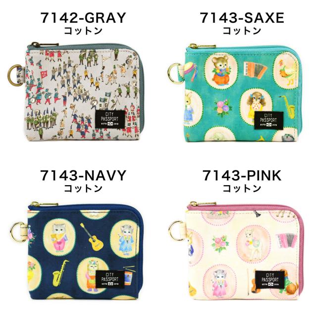 CITY PASSPORT ミニ財布 L字ファスナー 花柄 レディース