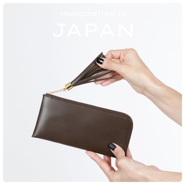 タッセルウォレット スムースレザー PURPLE 日本製 長財布 L字ファスナー 外ポケット付き 外側 小銭入れ 本革 財布 レディース 革 レザー 薄い 薄型 使いやすい YKK 長サイフ ロングウォレット Tassel Wallet タッセル チャーム 送料無料 NNW02 ワインレッド_3