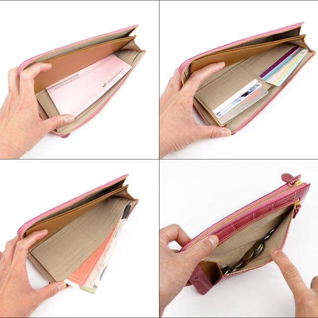 長財布 L字ファスナー テール ワニ エナメル Arukan 日本製 レディース