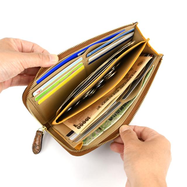 ARUKAN アルカン 本革 長財布 ブラウン 日本製 長財布 L字ファスナー