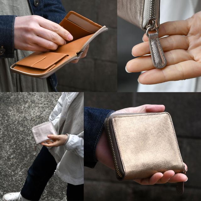 ミニ財布 ラウンドファスナー コンパクト ゴールド ピンク レディース 日本製 TRIALOGUE STUDIO 本革 財布 レザー ブランド トライアローグ ステューディオ CM RCW 山羊革 金 メタリック 箔押し 型押し YKK エクセラファスナー 送料無料 お札を折らない 折らずに 春財布 ミニ財布 ラウンドファスナー コンパクト ゴールド ピンク レディース