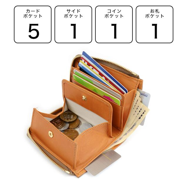 ミニ財布 L字ファスナー コンパクト ゴールド ピンク レディース 日本