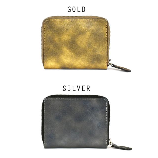 ミニ財布 ラウンドファスナー コンパクト ゴールド シルバー