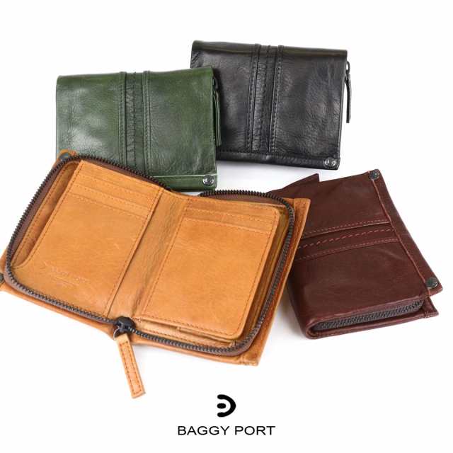 二つ折り財布 メンズ 本革 フルクローム ラウンドファスナー BAGGY PORT バギーポート HRD332 ボックス型小銭入れ ワックスレザー ラウンド型 軽量 シンプル スタイリッシュ プレゼント ギフトの通販は 12,373円