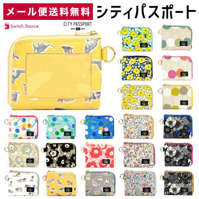 CITY PASSPORT ミニ財布 L字ファスナー 水玉 ドット 花柄