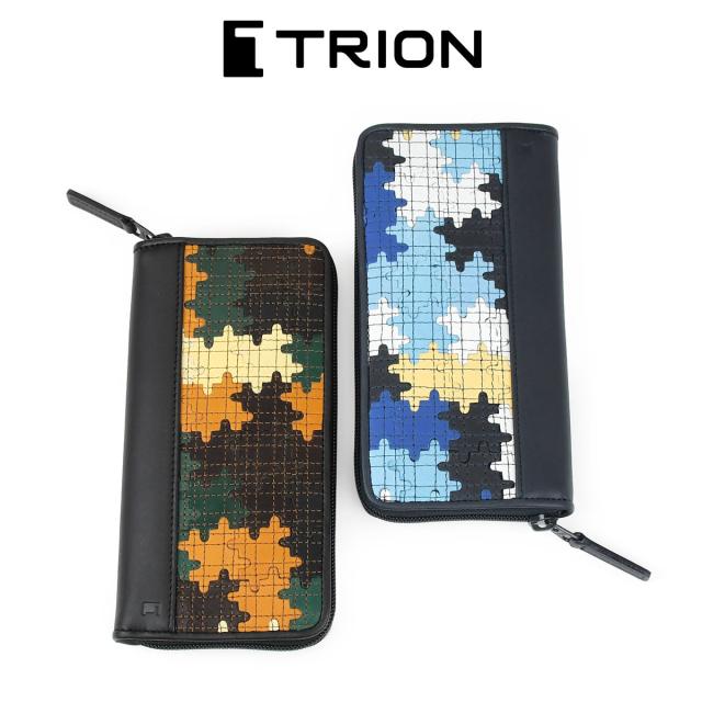 長財布 ラウンドファスナー ラウンド型 ラウンドジップ 本革 グローブレザー 牛革 メンズ TRION トライオン ブランド グラブレザー PANEL パネルシリーズ PUZZLE パズル カモフラ 迷彩 タイリッシュ おしゃれ ユニーク 個性的 球活の通販は