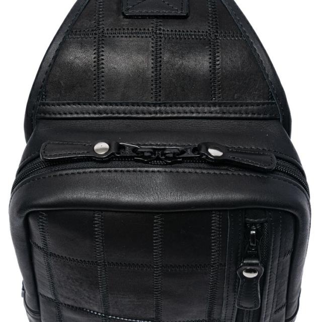 ボディバッグ TRION ショルダーバッグ DPC270 BLACK/ブラック グローブレザー PANEL ミニショルダー 本革 バッグ かっこいい ペットボトルが入る ファスナー付き YKK 縦型 斜めがけ ボディーバッグ メンズ レディース ブランド トライオン グラブレザー パネル 送料無料 ボディバッグ TRION ショルダーバッグ DPC270 BLACK/ブラック グローブ