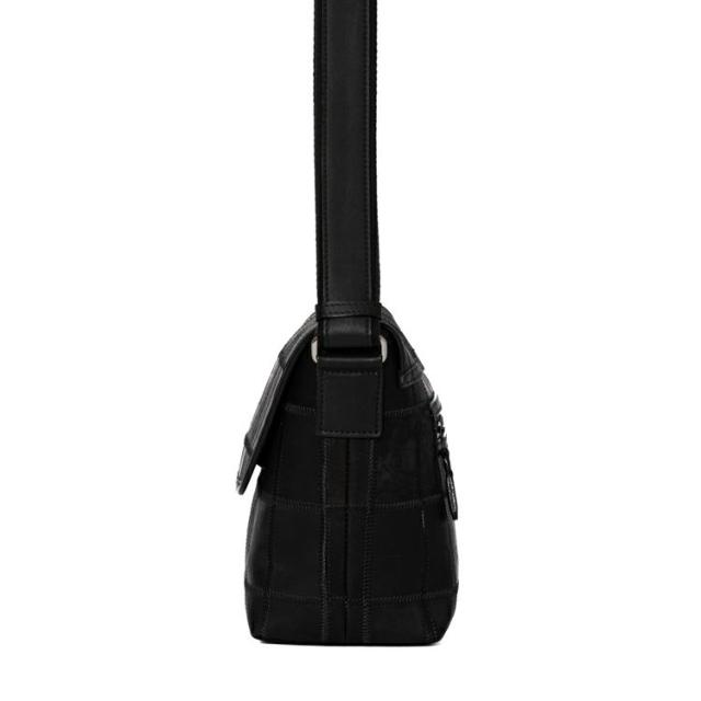 TRION トライオン レザーフラップショルダーバッグ ブラック