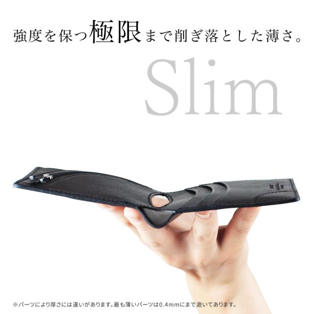 二つ折り財布 薄い スムースレザー Air Wallet エアーウォレット tanned leather Vintage Revival Productions 日本製 本革 財布 レザー メンズ 極薄 薄型 小銭入れあり 送料無料 ヴィンテージリバイバルプロダクションズ ブラック/ネイビー_2