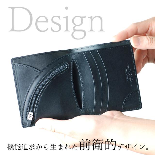 二つ折り財布 薄い スムースレザー Air Wallet エアーウォレット tanned leather Vintage Revival Productions 日本製 本革 財布 レザー メンズ 極薄 薄型 小銭入れあり 送料無料 ヴィンテージリバイバルプロダクションズ ブラック/ネイビー_3