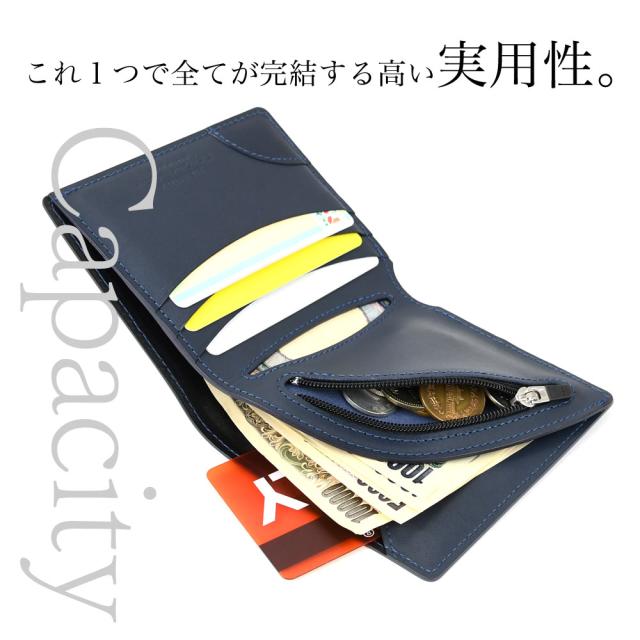 二つ折り財布 薄い スムースレザー Air Wallet エアーウォレット tanned leather Vintage Revival Productions 日本製 本革 財布 レザー メンズ 極薄 薄型 小銭入れあり 送料無料 ヴィンテージリバイバルプロダクションズ ブラック/ネイビー_4