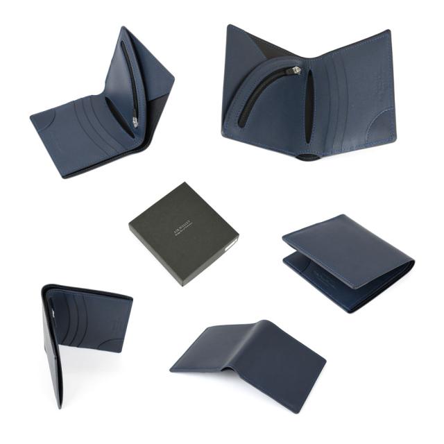 二つ折り財布 薄い スムースレザー Air Wallet エアーウォレット tanned leather Vintage Revival Productions 日本製 本革 財布 レザー メンズ 極薄 薄型 小銭入れあり 送料無料 ヴィンテージリバイバルプロダクションズ ブラック/ネイビー_14