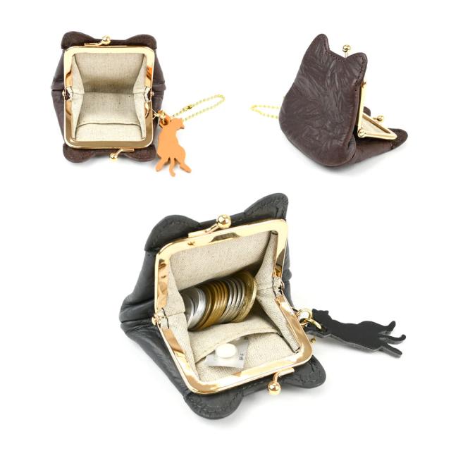 1666❣️ 猫　鞄　財布　オブジェ　輸入アンティーク aoneco 猫柄 がま口財布 ミニ財布 コンパクト アオネコ 日本製