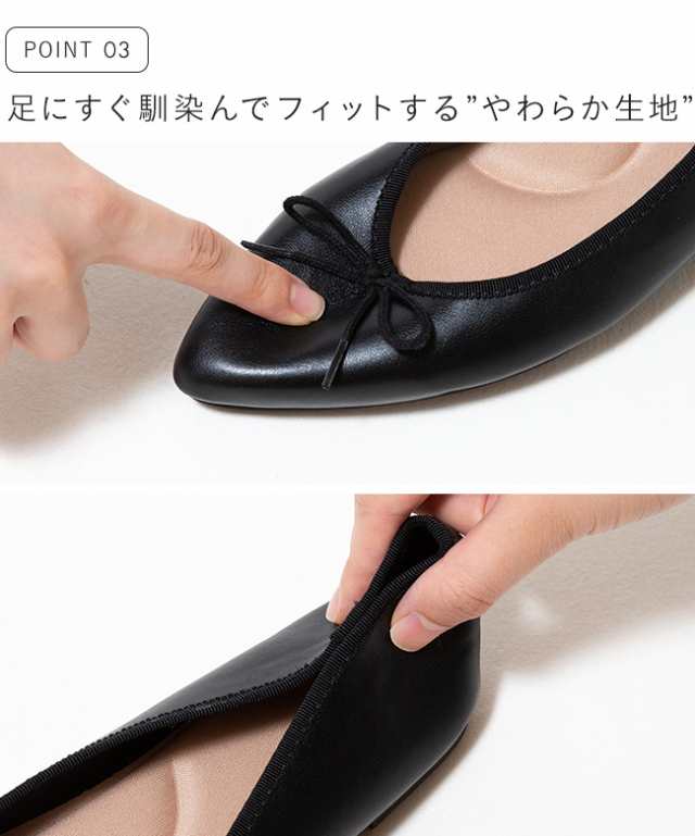 送料無料US輸入リボンポインテッド フラット パンプス 26cm 黒