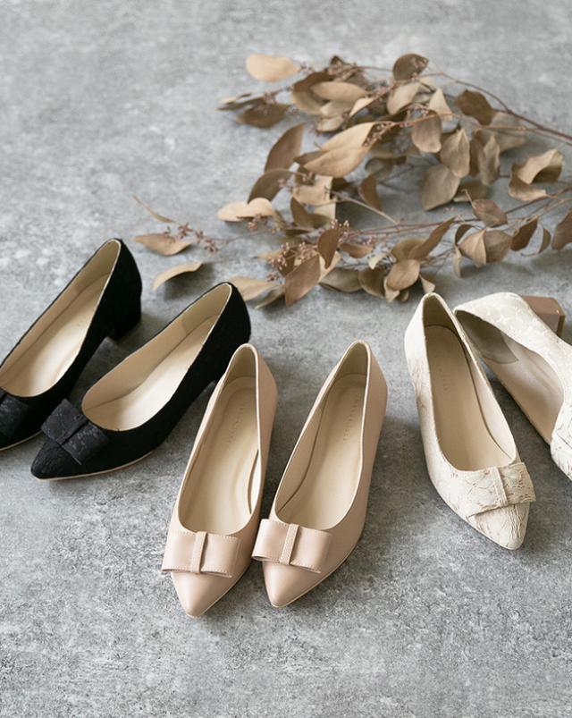 送料無料 リボン ポインテッドトゥ チャンキーヒール パンプス レディース 4cmヒール 2e 痛くない 歩きやすい 太ヒール リボンパンプスの通販はau Pay マーケット ｗｅｌｌｅｇ