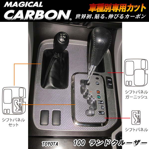 ハセプロ：マジカルカーボン シフトパネルセット ブラック H10/1〜H19/7 UZJ100W ランドクルーザー/CSPT-F20