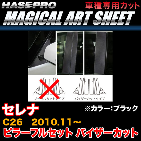 ハセプロ MS-PN46VF セレナ C26 H22.11〜 マジカルアートシート ピラーフルセット バイザーはね除ける印字機 黒いこと 炭素調居敷き