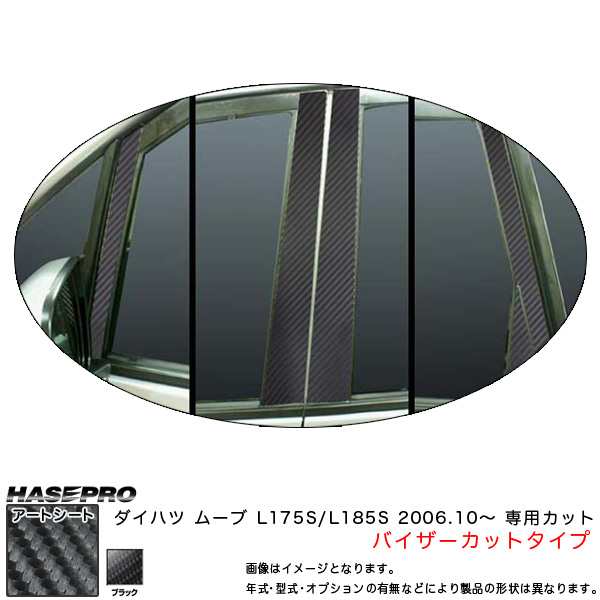 ハセプロ MS-PD1V ムーブ L175S/L185S H18.10〜 マジカルアートシート ピラーセット(バイザーカット) ブラック カーボン調シートの通販は