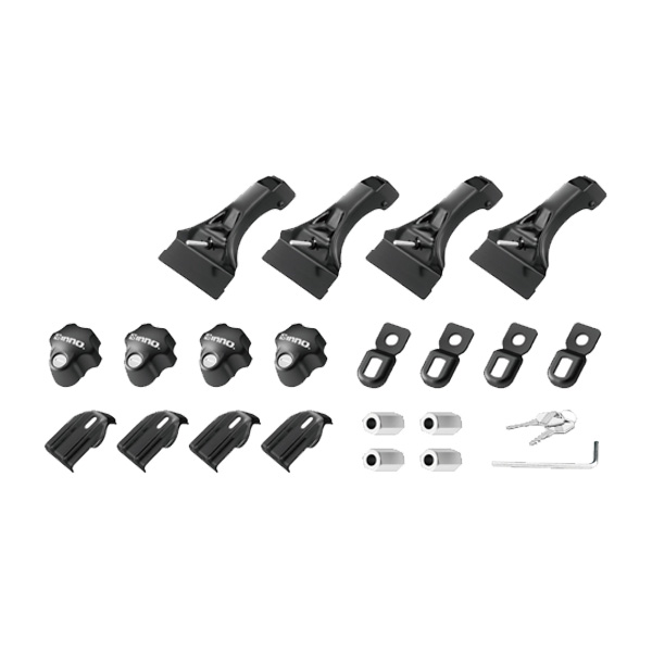 INNO スクエアベースステー ステー4個1組 雨ドイ車用 キーロック標準装備 ステー高211mm INDDK