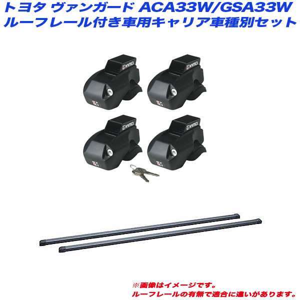 INNO/イノー キャリア車種別セット ヴァンガード ACA33W/GSA33W H19.8〜H25.12 ルーフレール付車用 INFR + INB117BK